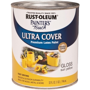 1945502 Rust-Oleum Painter's Touch 2X Ultra Cover Premium Latex Paint, Sun Yellow, 1 Qt.