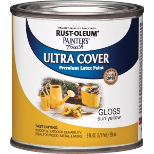 1945730 Rust-Oleum Painter's Touch 2X Ultra Cover Premium Latex Paint, Sun Yellow, 1/2 Pt.