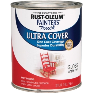 1966502 Rust-Oleum Painter's Touch 2X Ultra Cover Premium Latex Paint, Apple Red, 1 Qt.
