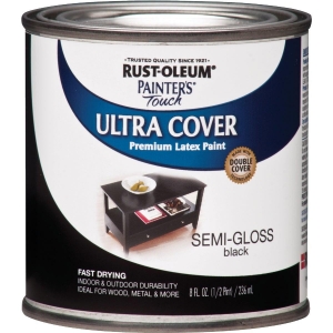 1974730 Rust-Oleum Painter's Touch 2X Ultra Cover Premium Latex Paint, Black, 1/2 Pt.