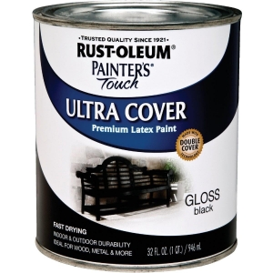 1979502 Rust-Oleum Painter's Touch 2X Ultra Cover Premium Latex Paint, Black Gloss, 1 Qt.