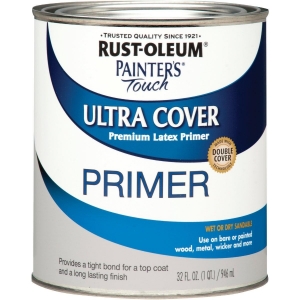 1980502 Rust-Oleum Painter's Touch Ultra Cover Latex Interior/Exterior Primer, Gray, 1 Qt.