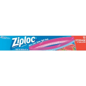 01143 Ziploc 2 Gal. Double Zipper Food Storage Bag (12-Count)