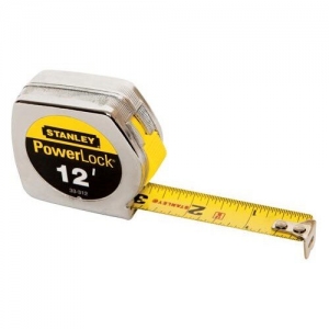 33-312 Stanley Power Lock Tape Measure,Tape rule W/metal case,Heavy duty,3/4" blade width,L 12'