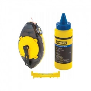 47-464 Stanley POWERWINDER CHALK REEL W/ BLUE CHALK & LINE LEVEL