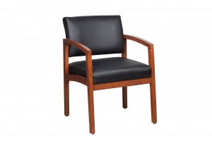 Guest Chair Cherry Frame/Black Leather