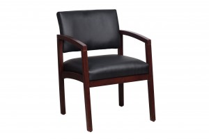 Guest Chair Mahogany Frame/Black Leather