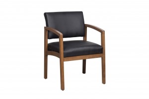 Guest Chair Walnut Frame/Black Leather