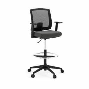 Stool w/Foot Ring Black Seat/Black Back