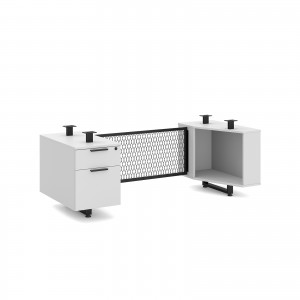 24x72 Wht Single Ped Base w/ Metal Mesh Mod