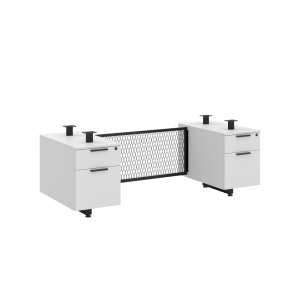 30x66 Wht Dbl Ped Base w/ Metal Mesh Mod