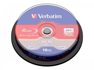 VERBATIM BD-RE SL BRAND 10PK 25GB/2X WHT SPINDLE