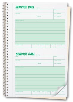 Phone Message Book -  Service Call Book 2-part