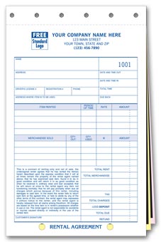 Rental Agreements with Carbons 3-part