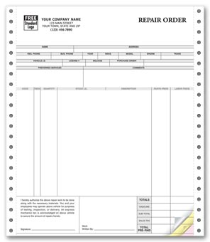 Repair Orders, Continuous, Classic 3-part