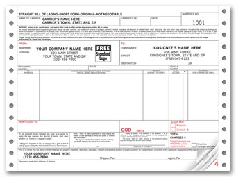 Cont. Bill of Lading Form 3-part