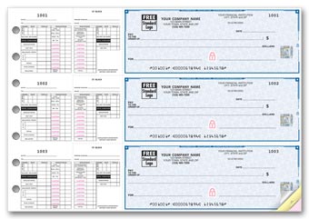 3-On-A-Page Payroll Checks, Double Side-Tear Vouchers