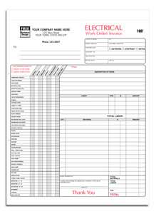 Electrical Work Orders - with Checklist 3-part