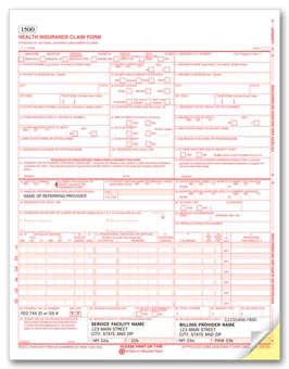 CMS-1500 Two-Part Carbonless Insurance Claim Form 0805