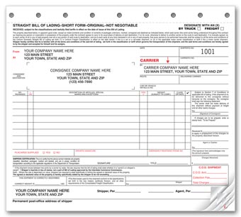 Bills of Lading - Small Carbonless 3-part