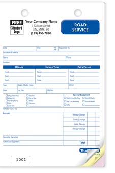 Road Service Register Form 2-part