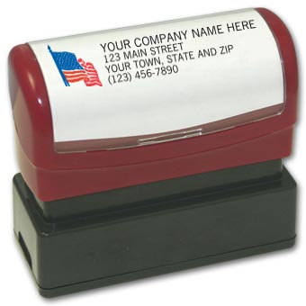 Name & Address with American Flag - Pre-Inked