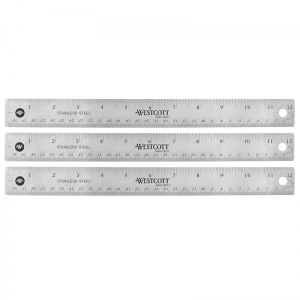 (3 Ea) 12in Steel Ruler W/ Cork Bas 