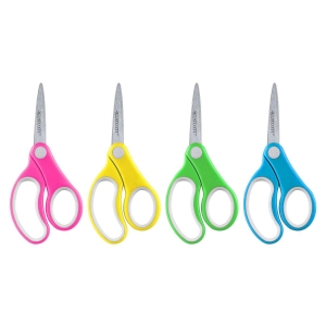 Soft Handle 5" Kids Scissors, Pointed, Assorted Colors, Pack of 12