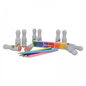 16-Piece Stamp Set, 10 Stamps, Colored Pencils, Multi-Color Ink Pad