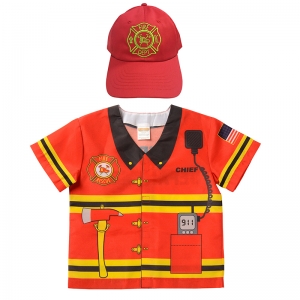 My 1st Career Gear Firefighter Top & Red Firefighter Cap, One Size Fits Most, 18-36 Months