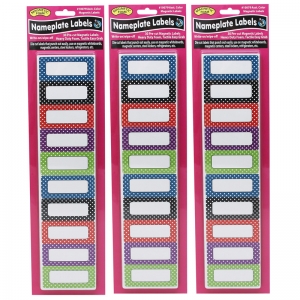 (3 Pk) Die Cut Magnets Assorted Color Dotsnameplates