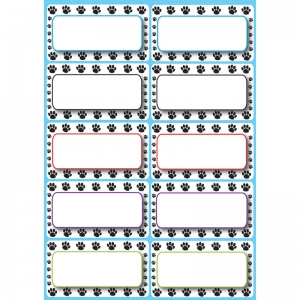 Die-Cut Magnetic Black Paw Labels/Nameplates, 10 Per Pack, 6 Packs