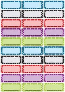 (6 Ea) Die Cut Magnets Polka Dot Nameplates