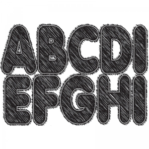 Magnetic Letters, 2.75", Black Scribble Chalk