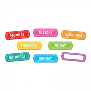 Magnetic Die-Cut Timesavers & Labels, Days of the Week, Chalk Loops, 8 Pieces