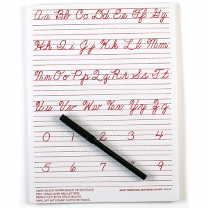 Traditional Cursive Write-On/Wipe-off Board, 9" x 12", 6 Count
