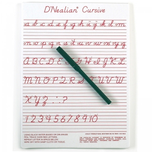 D'Nealian Cursive Write-On/Wipe-off Board, 9" x 12", 6 Count