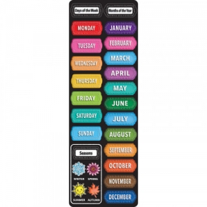 Smart Poly, The Original Fun Mat, Mat Runner, 15.5" x 47", Days, Months, Seasons, Chalk Loop