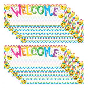 Smart Poly Welcome Banner, 9" x 24", Emoji, Pack of 10