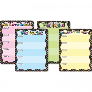 Smart Poly Charts We Assorted , Dry-Erase Surface, 17" x 22", Pack of 4