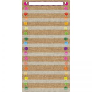 Smart Poly Pocket Chart, 13" x 25", 10 Pockets & 2 Grommets, Burlap Stitched, Pack of 5