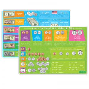 Smart Poly Learning Mat, 12" x 17", Double-Sided, U.S. Currency
