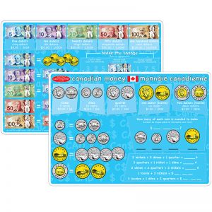 10PK CANADIAN MONEY LEARNING MAT 2 SIDED WRITE ON WIPE OFF