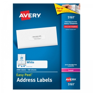 AVERY EASY PEEL 1X4 WHITE MAILING LABELS 2000 COUNT