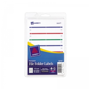 File Folder Labels, Permanent Adhesive, Assorted Colors, 1/3 Cut, 252 Per Pack, 6 Packs