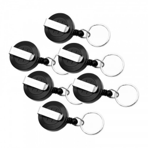 (6 EA) ID CARD REEL W/RING BLACK