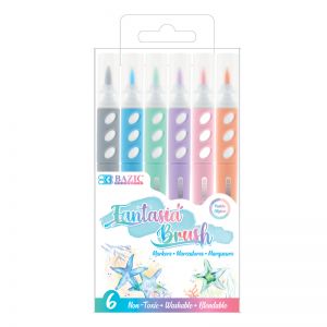 Bazic 6 Pastel Colors Brush Markers 
