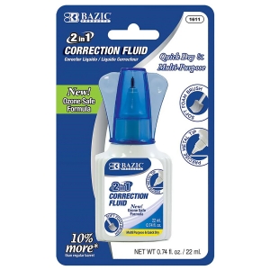 (12 EA) 2 IN 1 CORRECTION FLUID W/FOAM BRUSH & PEN TIP