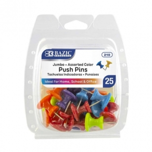 Jumbo Push Pins 25ct Asst Color 