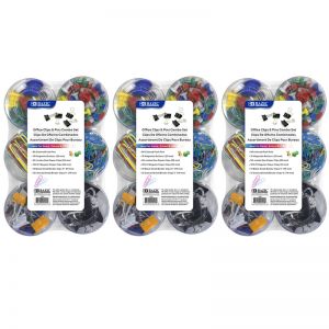 Push Pin, Paper Clip, Binder Clip, Magnetic Button Combo Set, 269 Pieces Per Set, 3 Sets